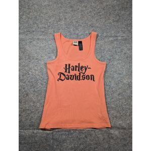 Harley Davidson Sz Large Orange Tank Harry Potter Font Logo Graphic